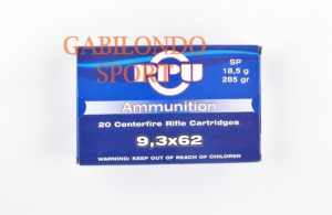 Munición PRVI 9,3x62 sp 285 gr.