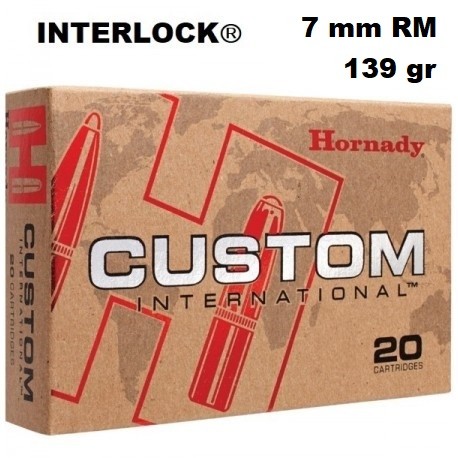 Munición Hornady 7 mm RM INTERLOCK CUSTOM INTERNACIONAL 139 gr Munición Hornady 7 mm RM INTERLOCK CUSTOM INTERNACIONAL 139 gr